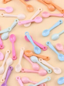 50入組時尚3d亞克力飯匙形迷你吊墜,可用於diy耳環、項鍊、手鍊、珠寶配件 - 彩色 - 查看 2