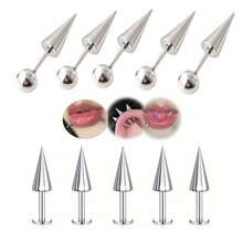 10 st. personliga spikringar i rostfritt stål och 16 g örhängen i punkstil - Silver - Visa 1