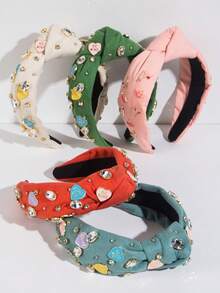 1頂女士新款春季時尚優雅的巴洛克心形寶石珠飾發帶,可愛 - 彩色 - 查看 12