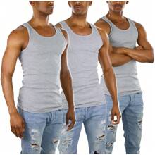 ToBeInStyle Men's Cotton Tank Tops - Xám - Xem 5