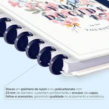 Caderno De Disco ISCOOL Prime Inteligente Grande 20 x 27,5 cm Butterfly Branco Rosa 80 Fls - Butterfly Branco Rosa - Visão 8