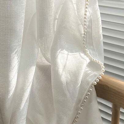 1 Miếng Phong cách Pháp Thanh lịch Trân châu Cạnh Trắng mỏng Rèm Đối với Cửa sổ , Ban công , Phòng ngủ