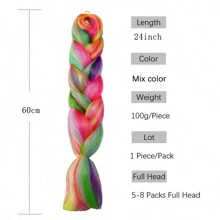 Jumbo Braiding Hair Fiber Mix Ten Silky Colorful Twist Braiding Hair Rainbow Colors Extensions Kanekalon Synthetic Hair  Synthetic Fiber Soft Healthy