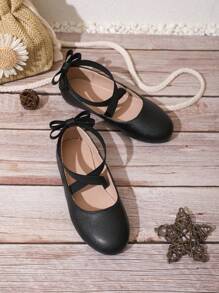 Black Elastic Strap Princess Shoes, Delicate And Clean, Comfortable And Soft, Suitable For All Seasons Indoor And Outdoor - Black - View 2
