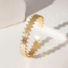 1入組雕花款式金調不鏽鋼手鍊,高端時尚ins風格手飾珠寶,適合女性 - 金黃色 - 查看 18