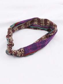 1pc Fabric Stripe Headband, Suitable For Daily Wear Hair Band Turban Headband Sweatband, Hairband Fall Winter Hair Accessories For Women For Vacation Outfits Woman Elegant Scarf Women Bandana Soft Headwrap - Multicolor - View 3