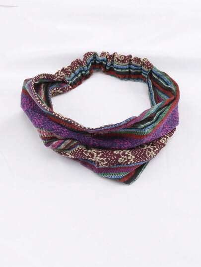 1条布艺条纹发带，适合日常佩戴，可作发带、头巾、吸汗带、秋冬季发饰，适合女士度假装扮，优雅围巾，柔软头巾