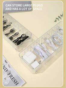 1入組冰川圖案透明abs材料多功能收納盒,帶可調節分隔器,適用於現代風格的化妝品、珠寶、數據線整理 - 透明分格整理盒 - 查看 6