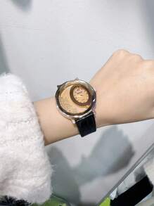 圓形錶盤時尚女裝石英手錶,適合日常佩戴和派對活動,單購1只 - 玫瑰金 - 查看 12