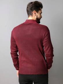 Men Sweaters - عنابي اللون - مشاهدة 5