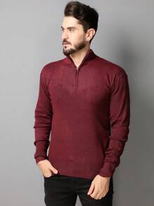 Men Sweaters - عنابي اللون - مشاهدة 1