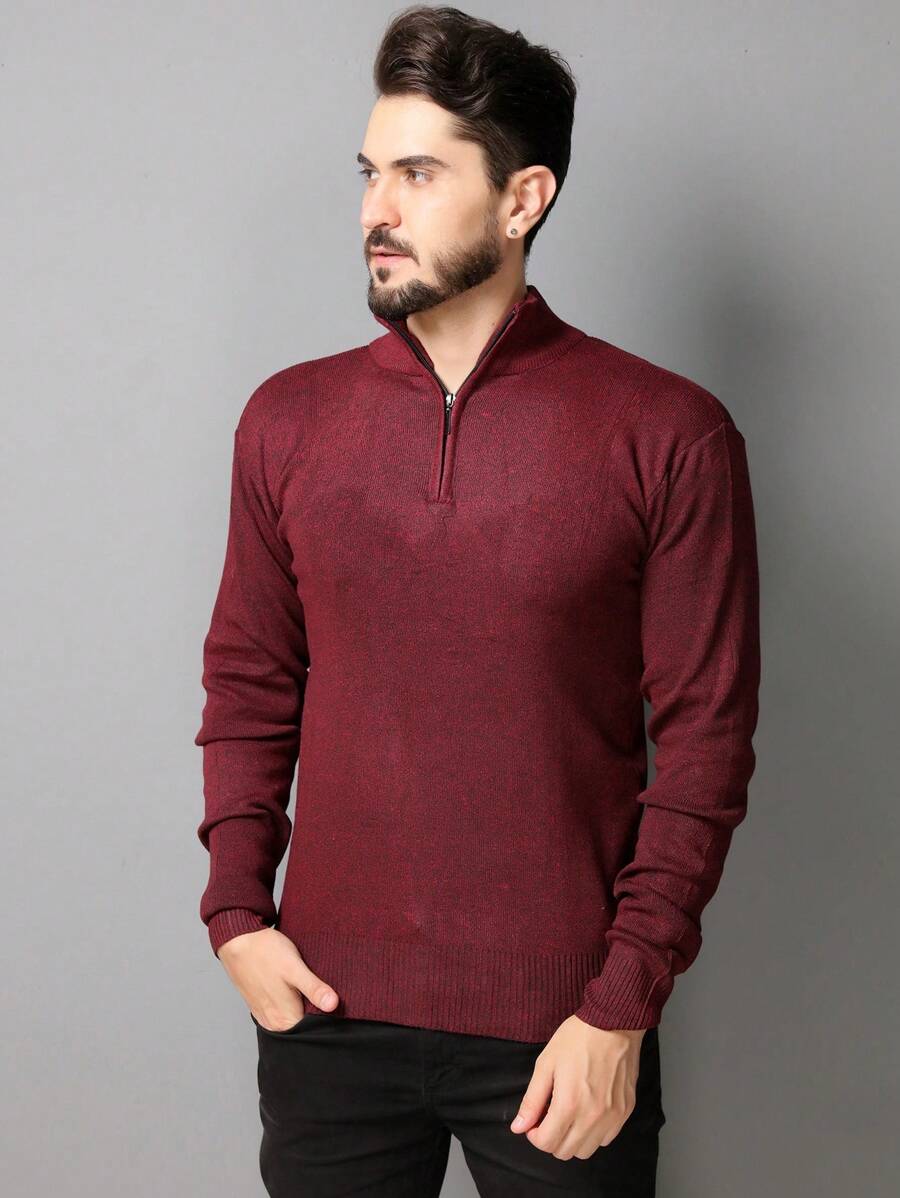 Men Sweaters - عنابي اللون - مشاهدة 1