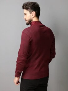 Men Sweaters - عنابي اللون - مشاهدة 4