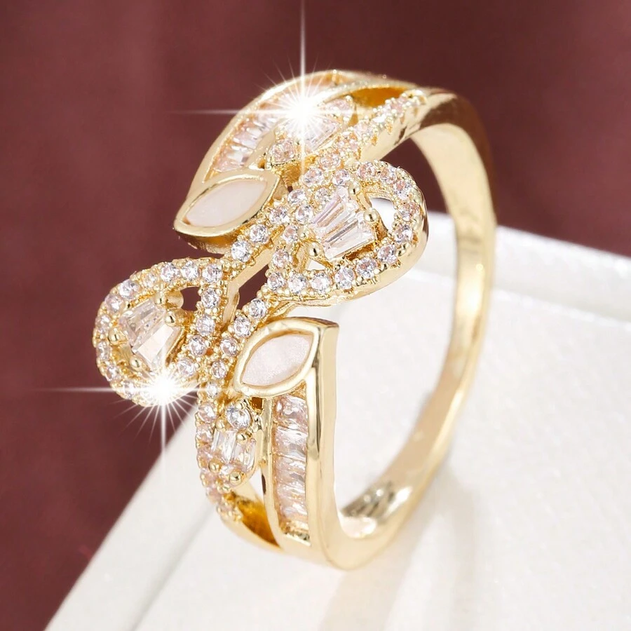 1 Miếng Hoa Lá hình Hình học Đối xứng Thiết kế Dát Thời trang Nhẫn Đối với Cô gái tuổi teen - Nhiều màu - Xem 1