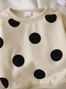 女婴条纹和圆点套头连帽衫，柔软透气宽松版型，秋冬