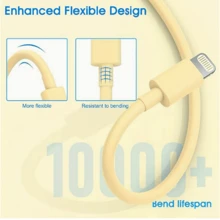 Set de cables de carga de colores caramelo, cables de carga extra largos de 1m/2m/3m, compatibles con 14/13/12/11 Pro Max/Mini/XS Max/XR/XS/X/8/7/6s/SE que admiten carga rápida y sincronización de datos de alta velocidad, regalo de Navidad/regalo para el hogar - Morado - Ver 5