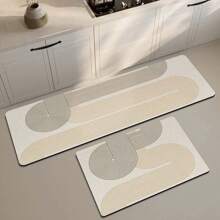 1 pieza Mate de cocina absorbente de secado rápido/alfombra de salón, antideslizante, anti-incrustante, fácil de limpiar y anticaídas, alfombra de baño para decoración del hogar - Beis - Ver 1