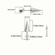 10 st. personliga spikringar i rostfritt stål och 16 g örhängen i punkstil - Silver - Visa 2