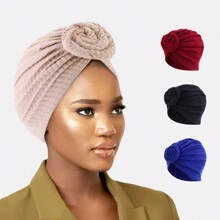 1 Miếng Quý cô Knotted Trái bóng Mũ lưỡi trai Quấn đầu Mũ , Thích hợp Đối với Mỗi ngày Sử dụng - màu đặc - Xem 1