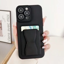 1 Ví Đựng Thẻ + Đế Điện Thoại Silicon Lỏng + Hộp Đựng Khe Cắm Thẻ Chống Rơi Tương Thích Với Điện Thoại Apple Và Samsung - màu đen - Xem 3
