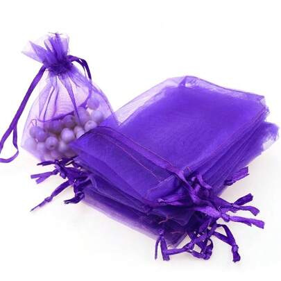 50pcs Organza Gift Bags For Jewelry, Favor, Wedding, Party, Festival And Any Occasion (Transparent, Small Size) School Supplies Food Bag Food Box Suitable For Candy Chocolate Cookies Etc., Back To School Valentine Day