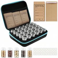 1pc Seed Storage Box, 20pcs Seed Envelopes, Seed Storage Box With Zipper Bag, Label Stickers (Seeds Not Included), Garden Seed Organizer - 1 Package+20 Envelopes+Labels+Bottles - View 2