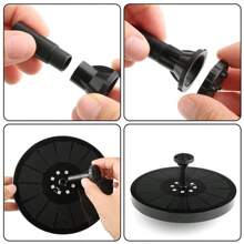 1入組太陽能鳥澡泉，具有多重噴頭，花園鳥澡泉水泵，可供鳥類沐浴，花園裝飾，風景噴泉，適用於庭院、公園之用的池塘浴缸 - 黑色 - 查看 9