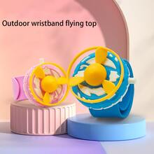 1pc Outdoor Kids' Wristband Launcher Elastic Flying Disc Interactive Toy Including 1 Wristband & 3 Discs (Random Color) - Pink - View 3