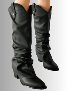 Bota 2 en 1 cowboy de cubierta desmontable para mujer - Negro - Ver 1