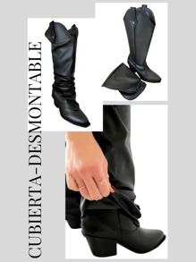 Bota 2 en 1 cowboy de cubierta desmontable para mujer - Negro - Ver 10