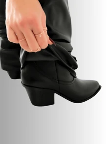 Bota 2 en 1 cowboy de cubierta desmontable para mujer - Negro - Ver 8