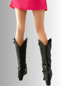 Bota 2 en 1 cowboy de cubierta desmontable para mujer - Negro - Ver 4