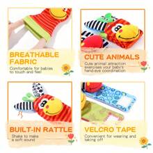 Wrist Rattle Foot Finder Socks Set Arm Hand Bracelet Rattle Feet Leg Ankle Socks Newborn Soft Sensory Toys Baby Socks Newborn Rattles Toys For Babies 0-6 Months Infant Baby Gifts 6-12 Months - Orange - View 3