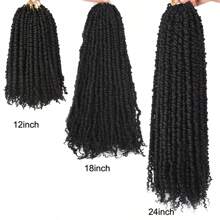 TOMO 12 18 24 Inch Niềm đam mê Xoắn Tóc Niềm đam mê Xoắn Móc sự thêu Bím tóc Vòng lặp trước Sợi tổng hợp Bím tóc Nối tóc - màu đen - Xem 6