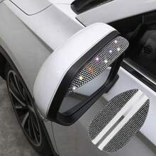 2件套白色汽车后视镜防雨眉水钻倒车镜防雨罩雨条后视镜装饰时尚