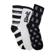 6 Pares Calcetas Tin Largo Blanco Y Negro Moda Urbana - Blanco y Negro - Ver 6