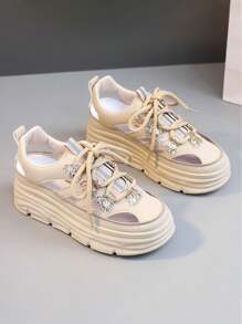 Damski Oddychająca Biały Codzienny Buty sportowe , 2024 Wiosna/lato/jesień Nowości  , Na wolnym powietrzu Gruby Podewszwa Zwiększony Modny Wypoczynek Wakacje Styl Płaskie buty Dla kobiet