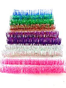 aHoneya 1 Packung bunte Glitzer Wimpern, schillernde Farben für Hochzeit, Glitzer Wimpernverlängerung, pink, lila, grün, blaue Wimpern - D - Übersicht 7