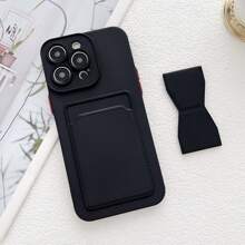 1 Ví Đựng Thẻ + Đế Điện Thoại Silicon Lỏng + Hộp Đựng Khe Cắm Thẻ Chống Rơi Tương Thích Với Điện Thoại Apple Và Samsung - màu đen - Xem 1