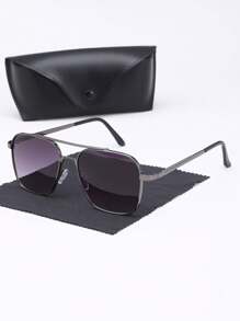 1/2/3/4 Pairs Combo, Men's Square Luxury Fashion Glasses, Metal Frame Design, Single Pair Comes With 1 Elegant Glasses Case, & Versatile, Attracts All Eyes. For Daily Life, Beach, Driving And Outdoor Travel Accessories, Also Provides UV Protection.