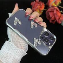 3D-gegalvaniseerde zilveren hartvormige siliconen telefoonhoes compatibel met iPhone 15/15pro/15promax/14/13/12/11/Xsmax-serie, telefoon beschermhoes