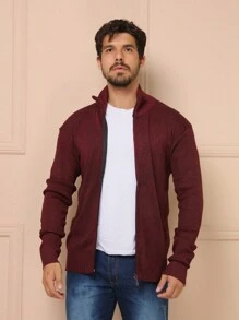 Men Sweaters - Burgundy - View 1