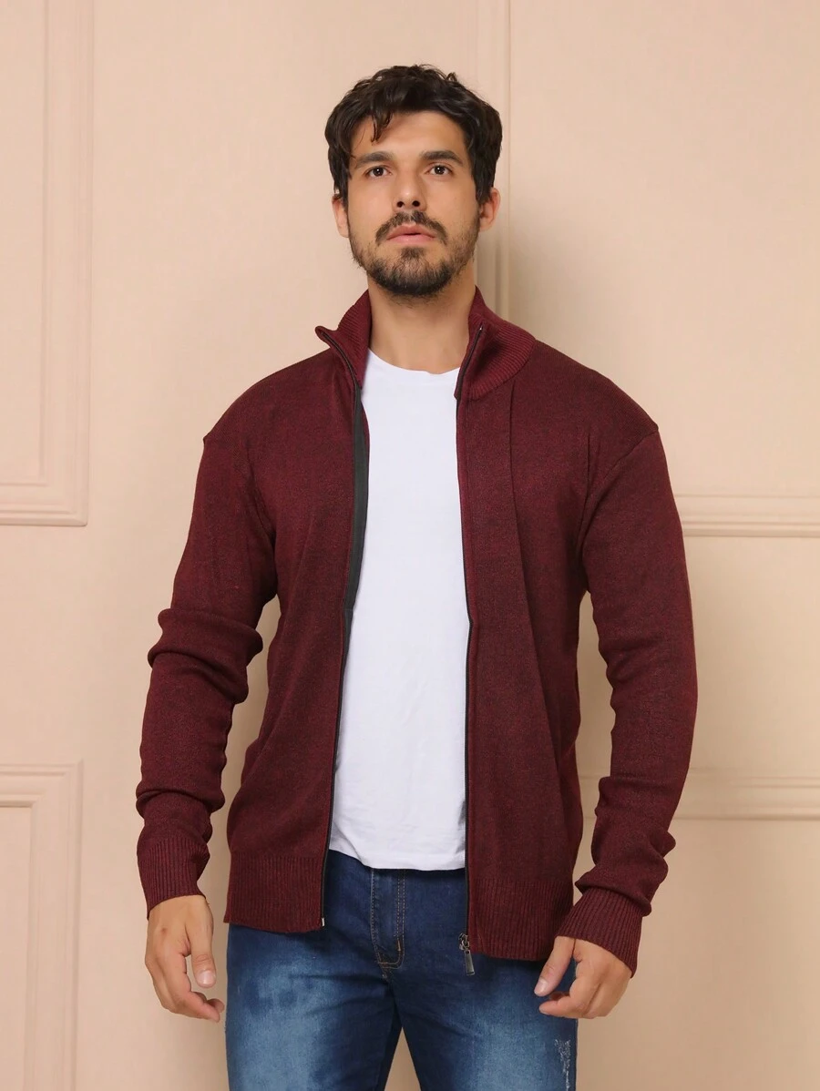 Men Sweaters - Burgundy - View 1
