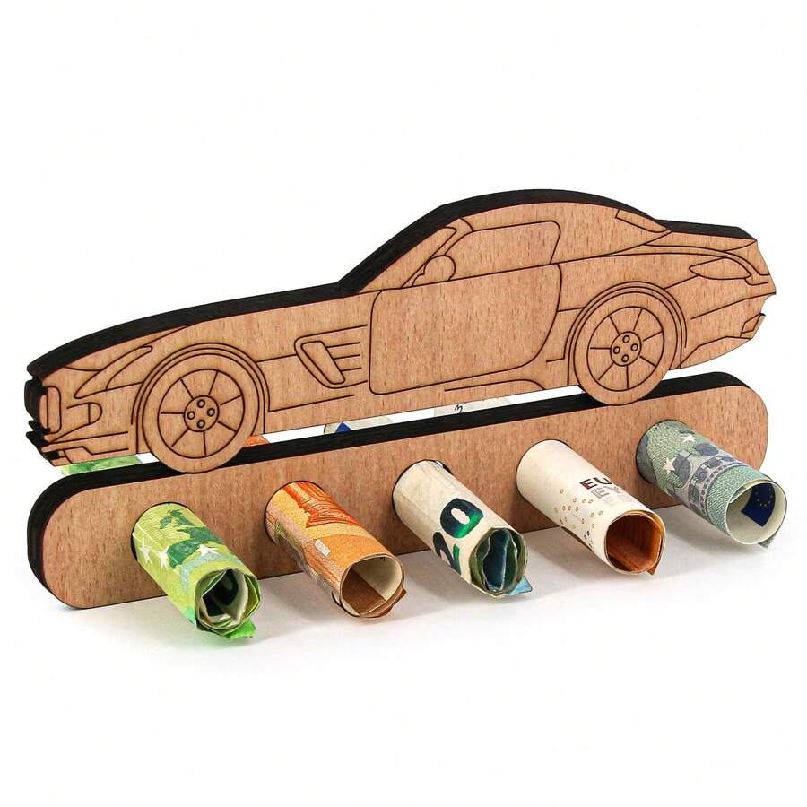 Giftota - Original Birthday Money Gift Wood - Money Gift For Bicycle - Aeroplane - Wedding - Ship - Car Wooden Gifts - Money Gift For Friends, Family, Lovers, Cyclists - Multiple Styles - 賽車 - 查看 1