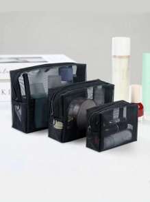 3pcs Transparent Mesh Cosmetic Storage Bags, Multi-Functional Travel Lightweight Portable Organizer, Different Sizes For Sorting Cosmetics And Toiletries Bag, Room Decor, Bags, Makeup Bag, Vanity, Travel, Make Up Bag, Travel Essentials, Organizer, Storage, Travel Essential, Makeup Organizer, Makeup Bags, Toiletry Bag, Desk Organiser, Cosmetic Bag, Makeup Pouch, Make Up Organizer, Vanity Accessories, Make Up Pouch, Make Up Bags,Makeup Bag,Make Up Bag,Makeup Bags,Cosmetic Bag,Makeup Organiser,Travel,Makeup Pouch,Bag,Vanity,Make Up Pouch,Travel Essentials,Pouch Bag,Make Up Bags,Bags,Travel Essential,Vanity Accessories,Small Makeup Bag,Makeup Pouch,Cosmetic Bag,Travel Essential,Large Capacity,Large Makeup Bag,Christmas Gifts,Pouch,Travel,Gifts For Women Travel Essential,Pouch,Clutch / Small Handbag, Makeup Organizer,Makeup Organize,Pouch,Brush Holder,Mini Pouch,Large Capacity Pouch,Gifts For Women,Christmas Gifts,Gift Ideas For Women - Black - View 4