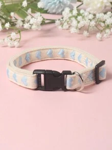 1件装心形提花柔软宠物项圈，适合小型猫狗室内外使用（不适合大型犬） - 淺藍色 - 查看 8