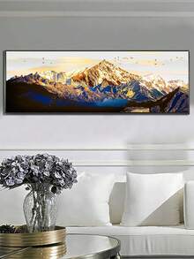 A Hiện đại Tự nhiên Phong cảnh tranh sơn dầu Treo tranh In Với Vàng Phong cảnh đỉnh núi , Màu hồng Cây , Thích hợp Đối với Nhà  Trang trí , Phòng ngủ , Phòng khách , Học tập , Phòng ăn , Khách sạn , , Như A Qủa tặng Hoặc Trang trí tường , tranh sơn dầu Bức tranh Không có A Khung trang trí - Nhiều màu - Xem 3