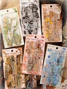 MOCARD 1包20張復古拼貼手帳貼紙,創意美學自粘裝飾材料diy手工創作用品,適用於節日禮品,個性化剪貼手帳、學校文具。 - 粉色 - 查看 8