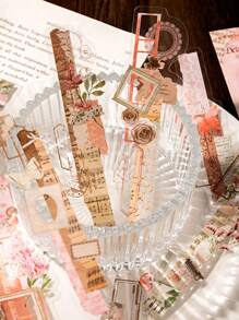 MOCARD 1包20張復古拼貼手帳貼紙,創意美學自粘裝飾材料diy手工創作用品,適用於節日禮品,個性化剪貼手帳、學校文具。 - 粉色 - 查看 2