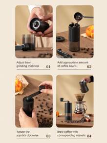 1入組手動研磨咖啡機,便攜手摇咖啡碎豆機,陶瓷磨芯可調節